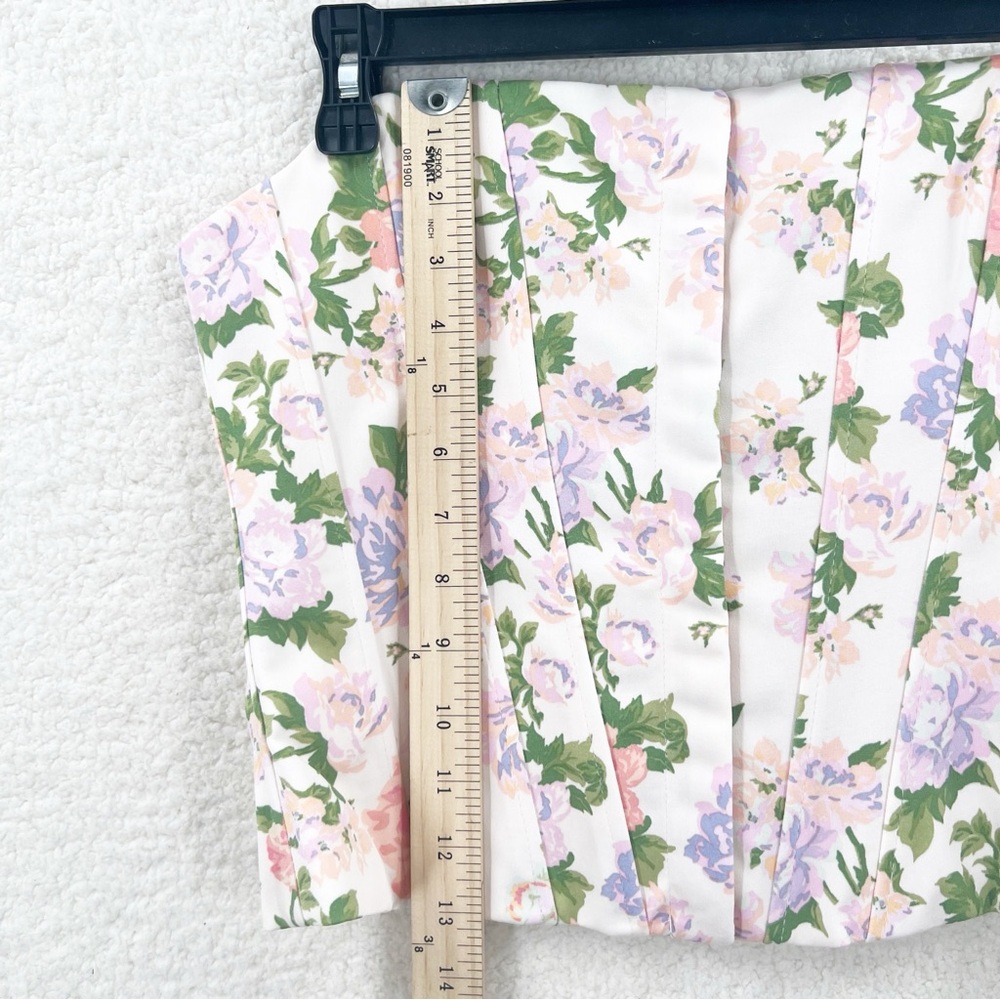 ZARA FLORAL PINK PURPLE CORSET TOP Size M NEW - Picture 8 of 10